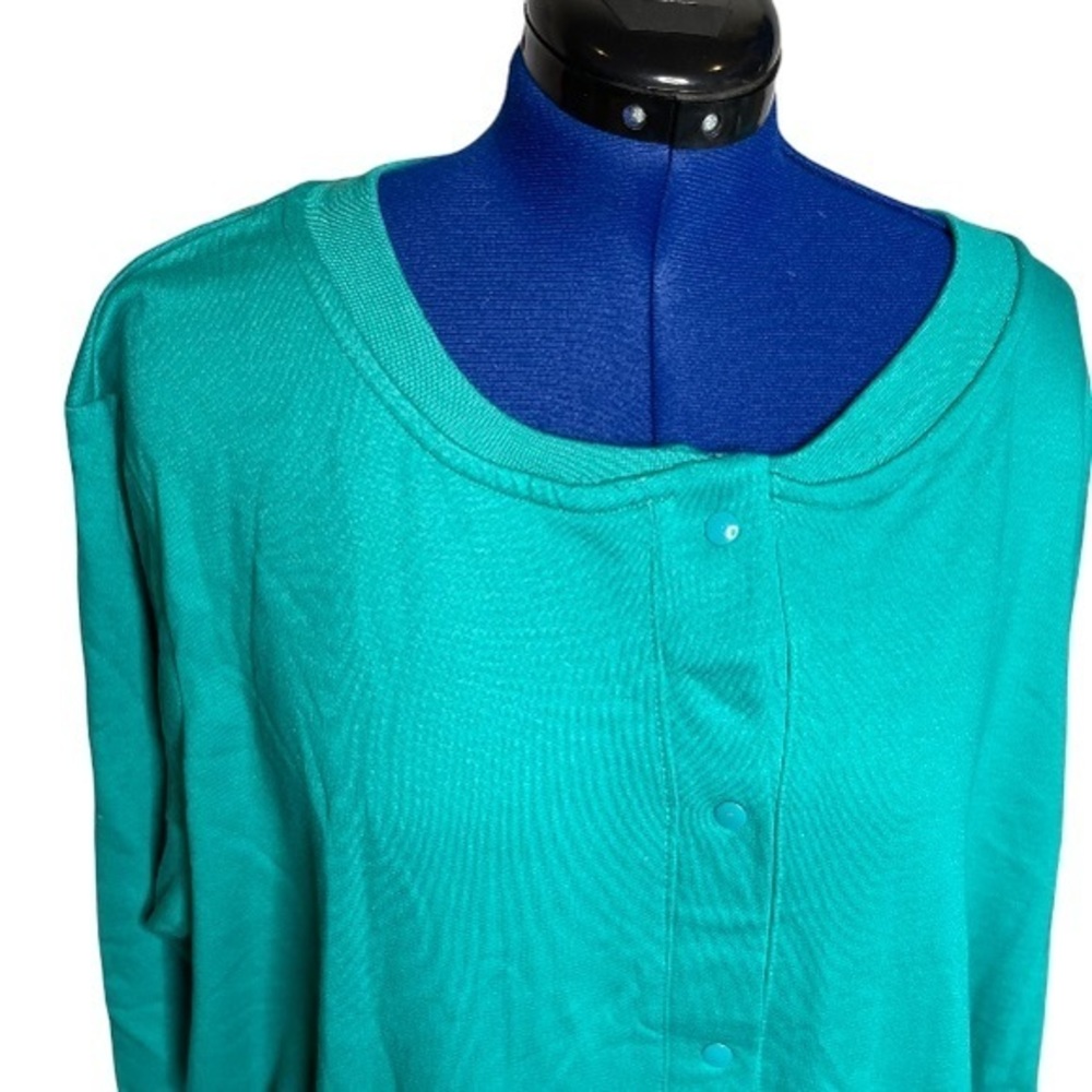 NWOT Woman Within 2X (26/28) green snap scoop neck long sleeve sweatshirt jacket - Picture 3 of 8